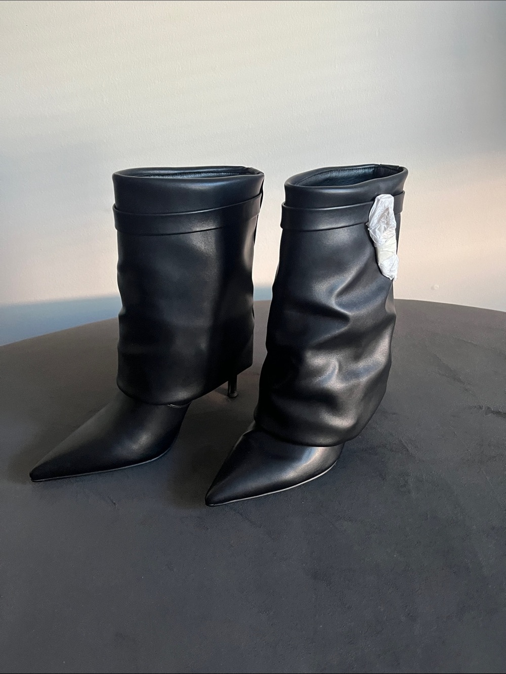 Women’s Black Pointed-Toe Slouch Ankle Boots